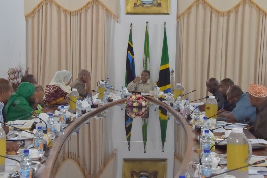 Rais wa Zanzibar na Mwenyekiti wa Baraza la Mapinduzi Dk.Ali Mohamed Shein akizungumza na Uongozi wa Wizara ya Elimu na Mafunzo ya Amali  katika kikao cha Utekelezaji wa Mpango kazi kwa kipindi cha robo mbili Julai-Disemba2019
